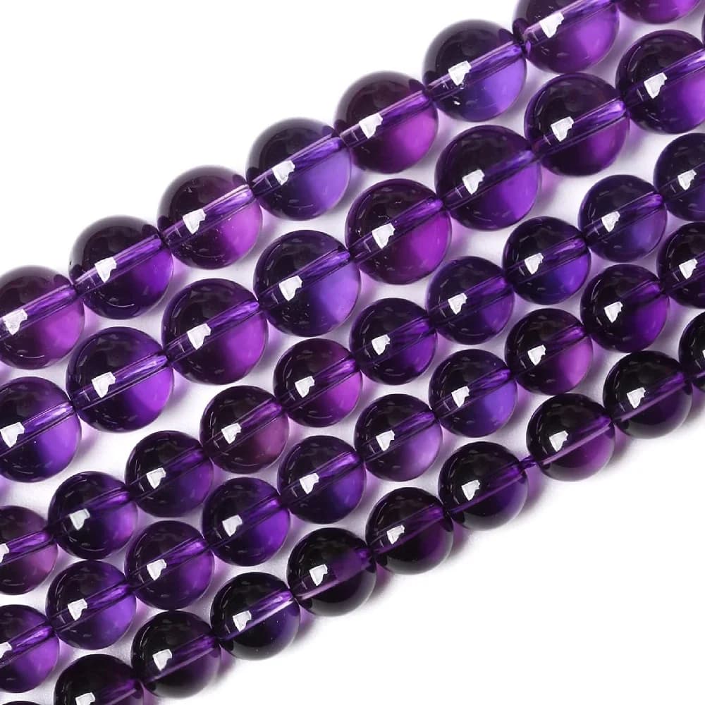 Perles d'onyx de Quartz en cristal violet lisse, rondes, perles d'énergie en vrac pour la fabricatio