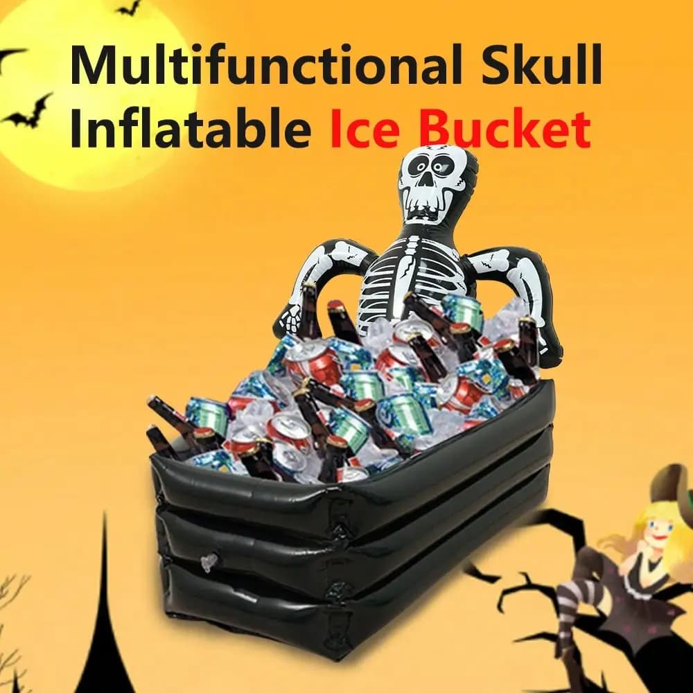 Seau à glace en forme de crâne, décoration d'halloween, fournitures de fête d'halloween, seau à bois