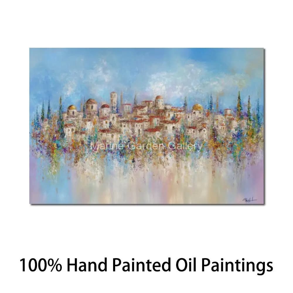 Toile juive dorée, peinture à l'huile abstraite Kotel, œuvre d'art de Jérusalem faite à la main, déc