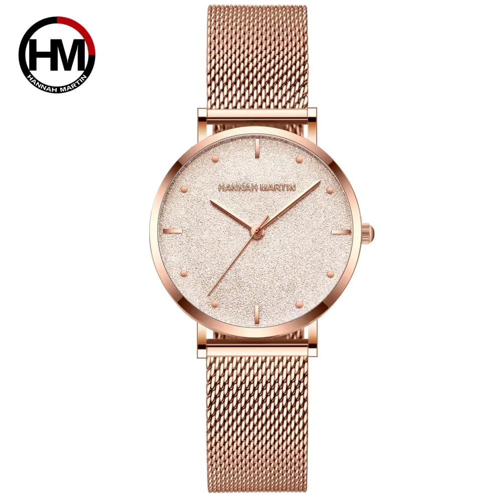 Montre de luxe pour femmes, cadran mat, mouvement à Quartz japonais, bracelet en maille d'acier inox