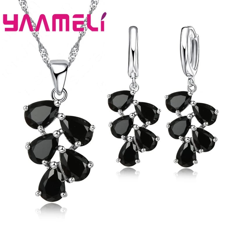 Ensembles de bijoux en argent regardé 925 pour femmes, cadeau de travailleurs, zircon cubique contre