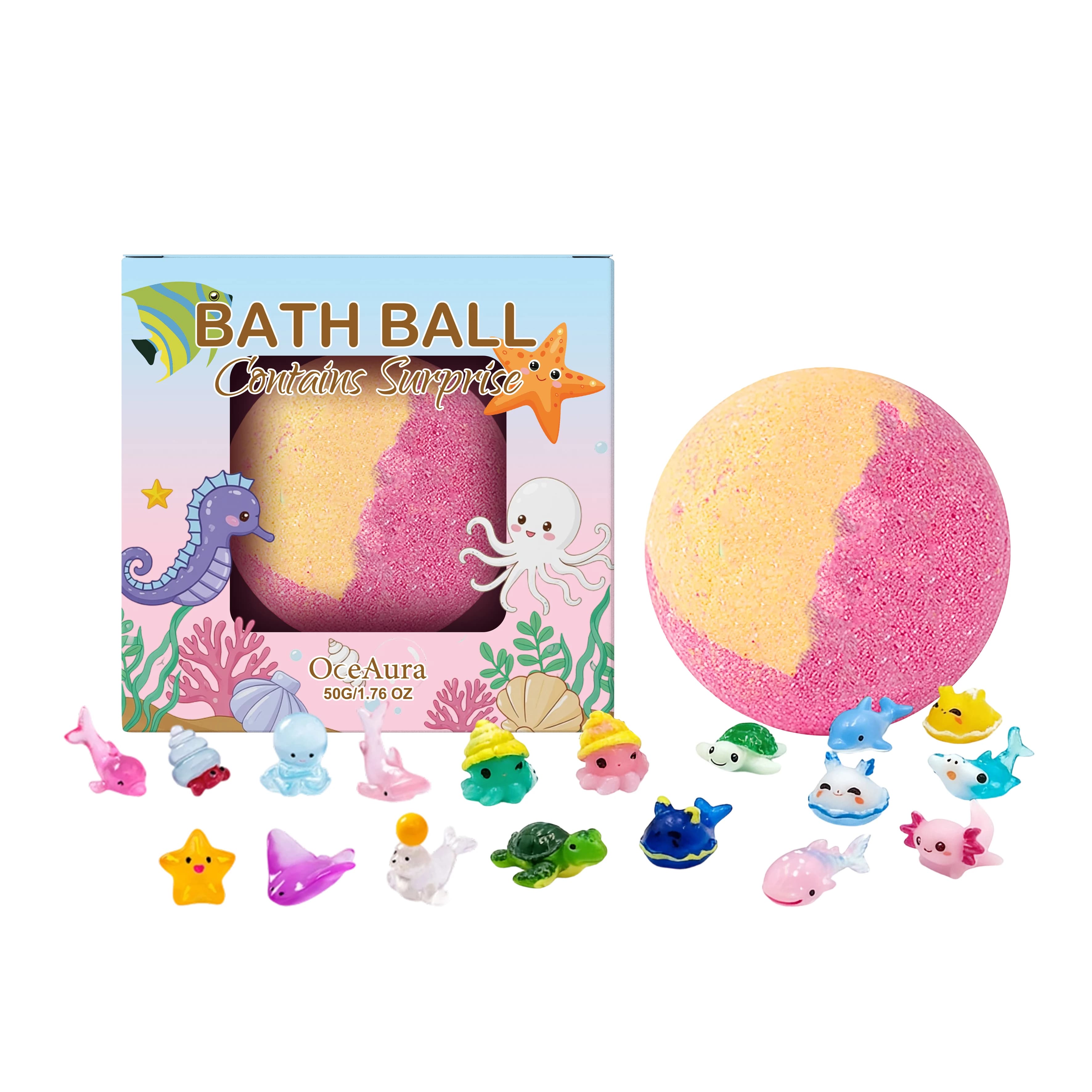 Ensemble de bombes de bain bio pour enfants avec jouet surprise à l'intérieur, huiles essentielles, 