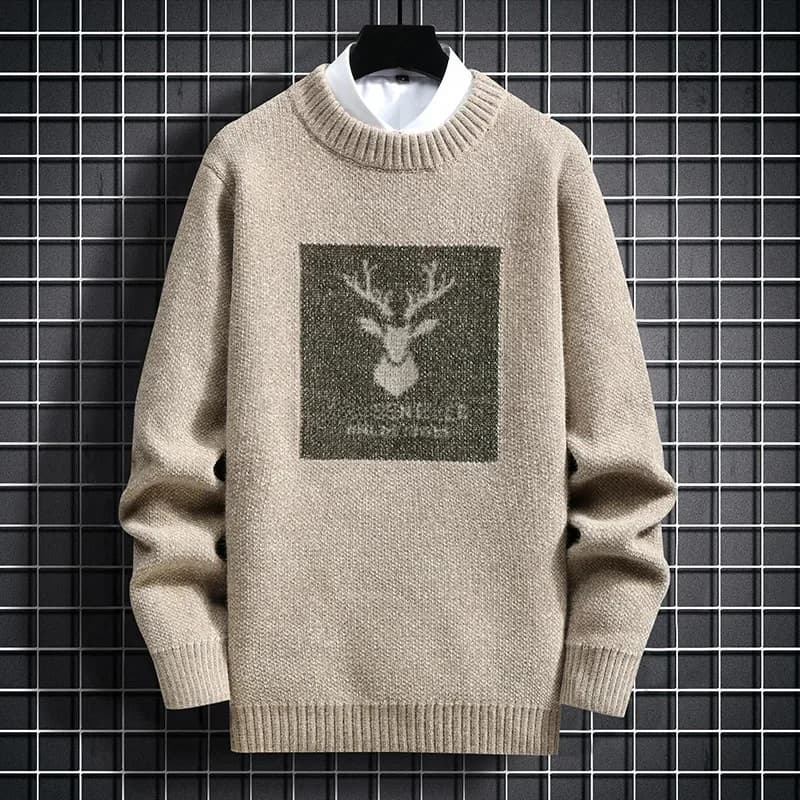Pull tricoté chaud pour hommes, vêtements thermiques à col ras du cou, à la mode, pour jeunes collég