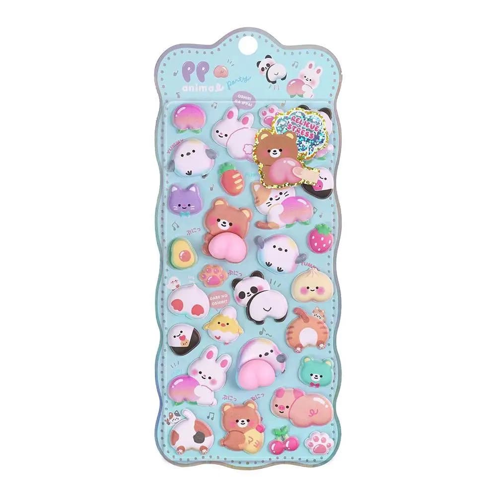 Kawaii dessin animé doux mignon petit lapin 3D pincement relaxant fesses autocollants mignon bricola
