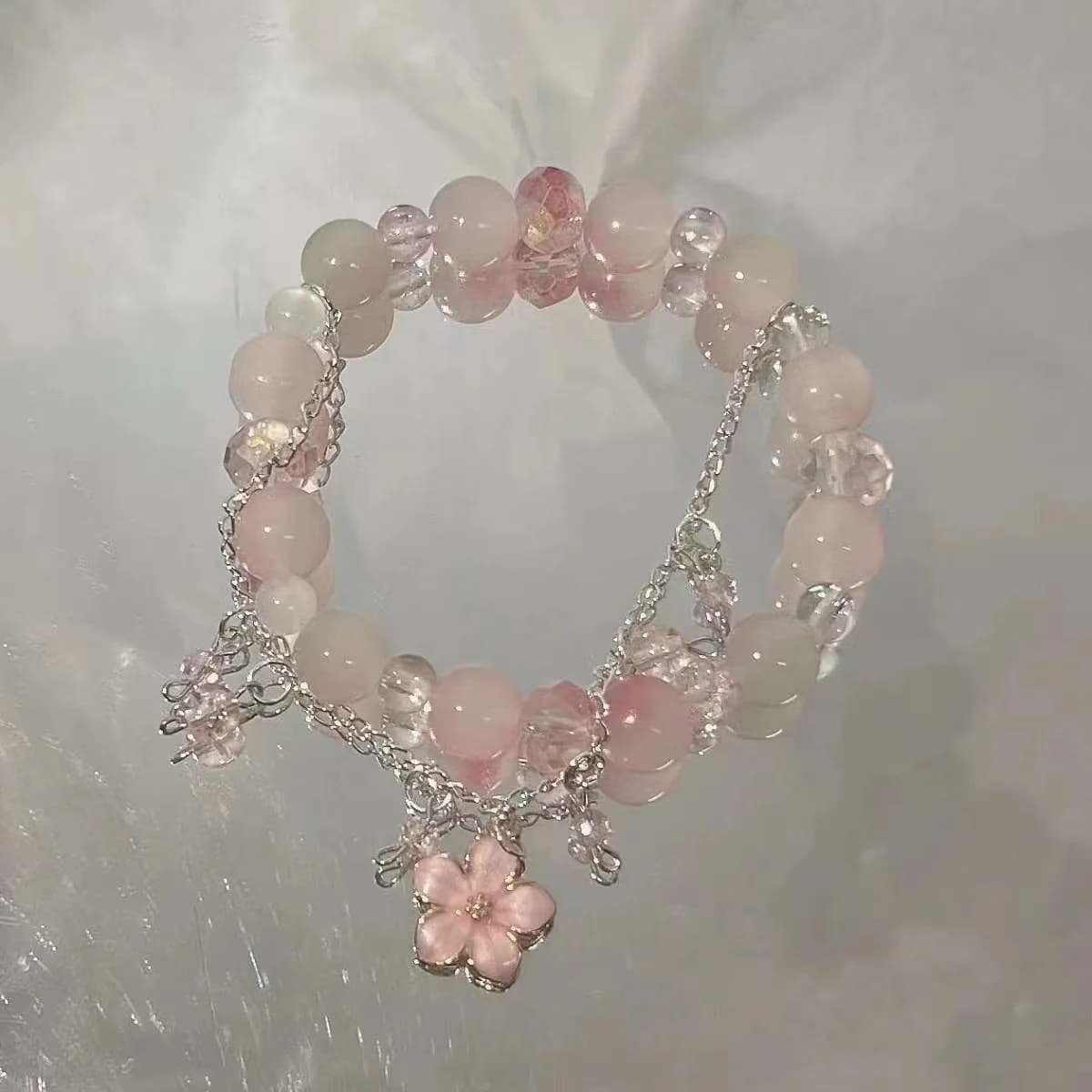 Bracelet en fleurs de cerisier pour femmes, nouvelle mode Y2K, exquis et élégant, perles de cristal,