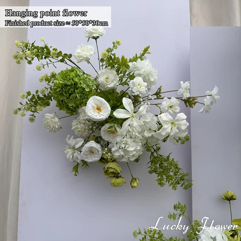 Décoration de mariage en plein air blanche/violette, fleurs artificielles, arrangement floral pour t