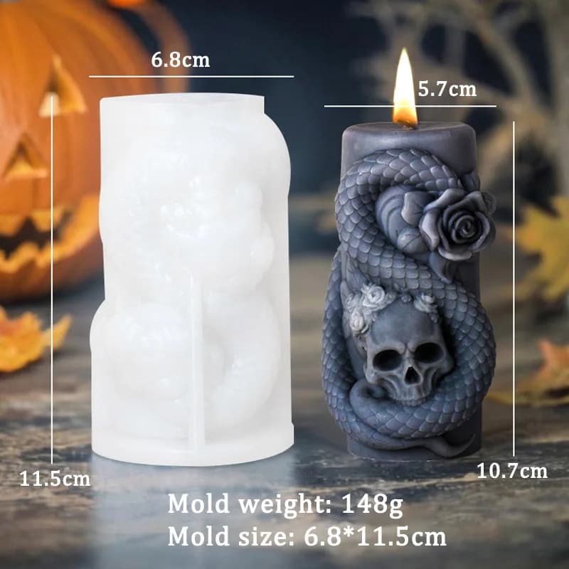 Moule en Silicone pour bougie, crâne, fleur, serpent, colonne, artisanat géométrique cylindrique, bo