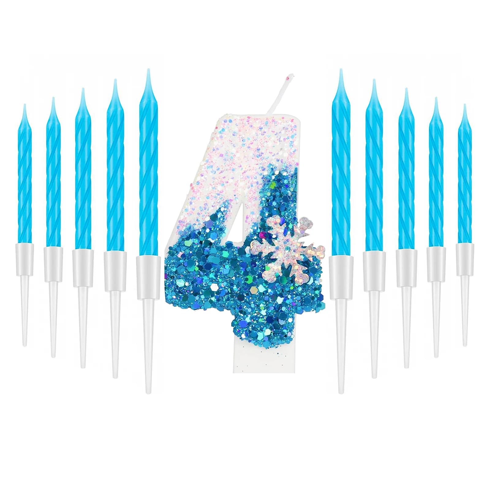 Bougies d'anniversaire sur le thème de la neige congelée, 11 pièces, bougie d'anniversaire avec numé
