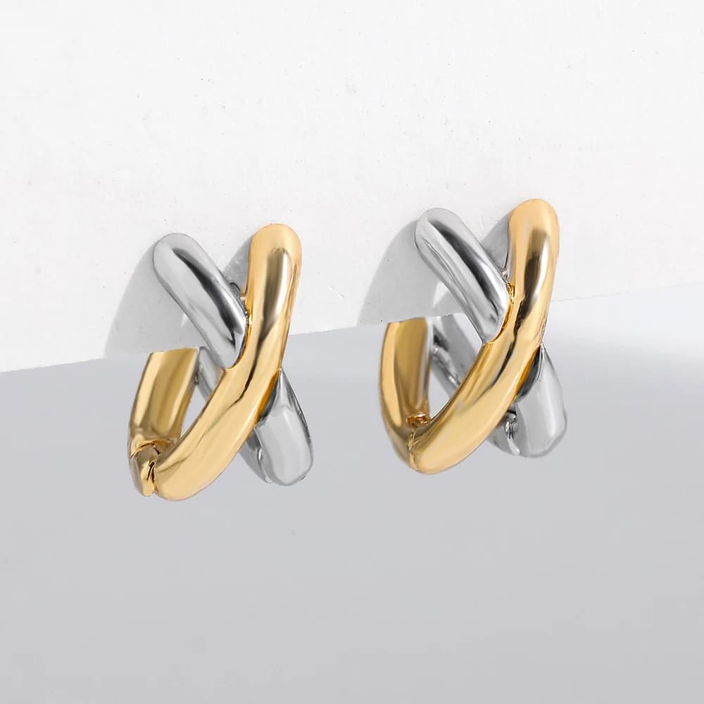 Boucles d'oreilles créoles crd'appareils-cross en métal doré pour femmes, boucle d'oreille créole gé