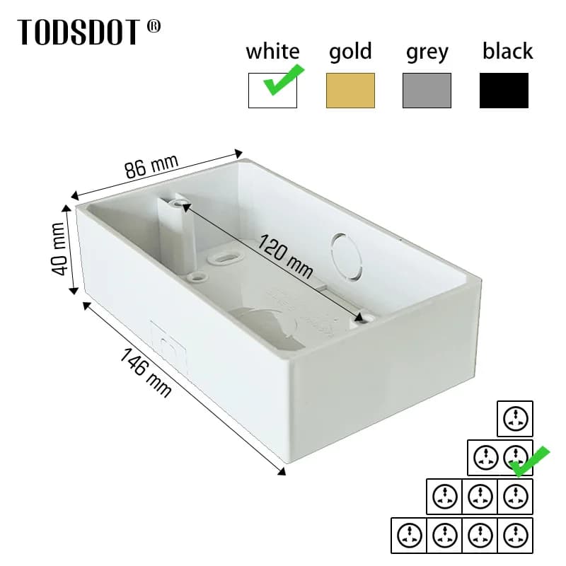Boîte de prise de commutateur luxueuse 147*86*40mm, boîte de montage externe pour interrupteur mural