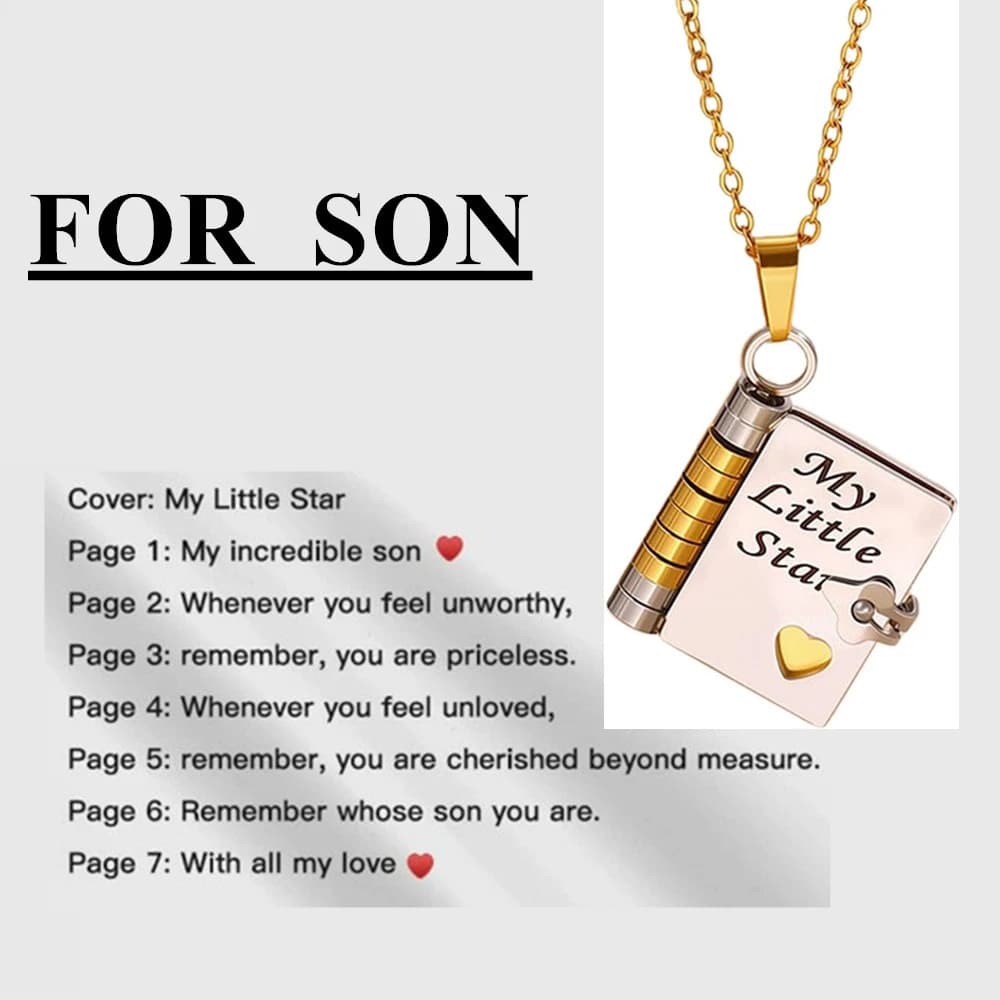 Collier pendentif médaillon livre ouvrable mon fils fille livre colliers fille garçon bijoux de remi