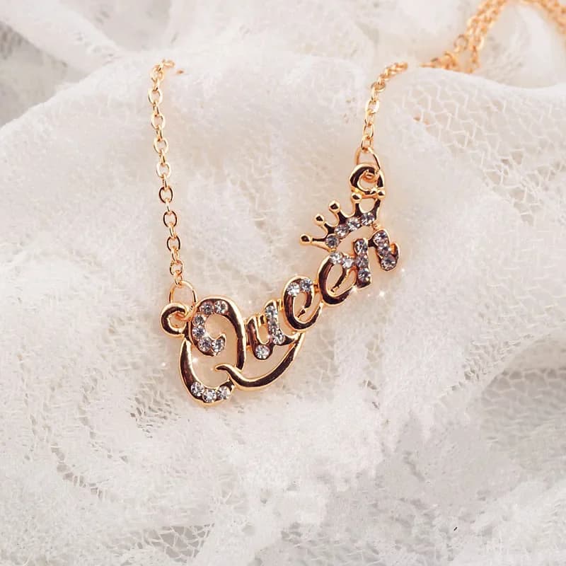 Collier de luxe en forme de couronne de reine pour femmes, couleur or, chaîne en cristal de Zircon, 