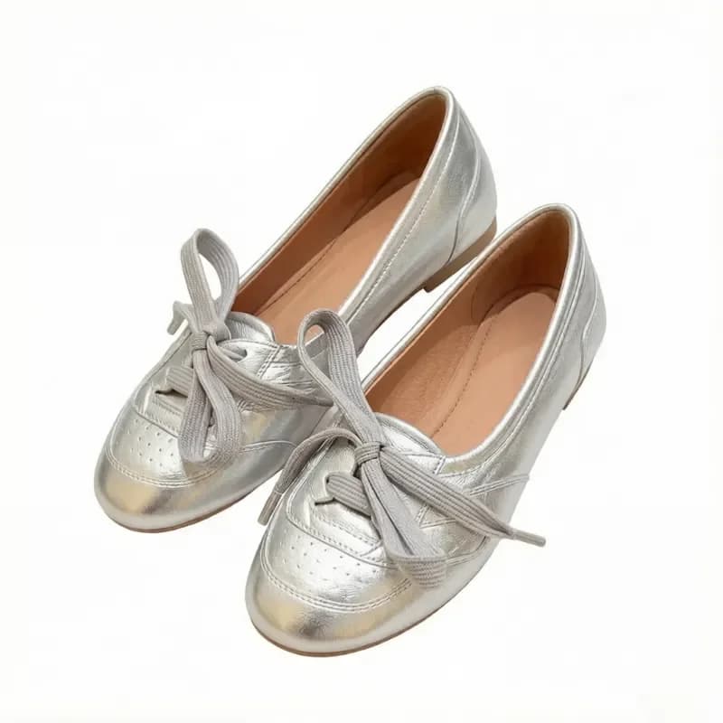 Ballerines chics françaises pour femmes, chaussures plates élégantes à lacets, chaussures minimalist