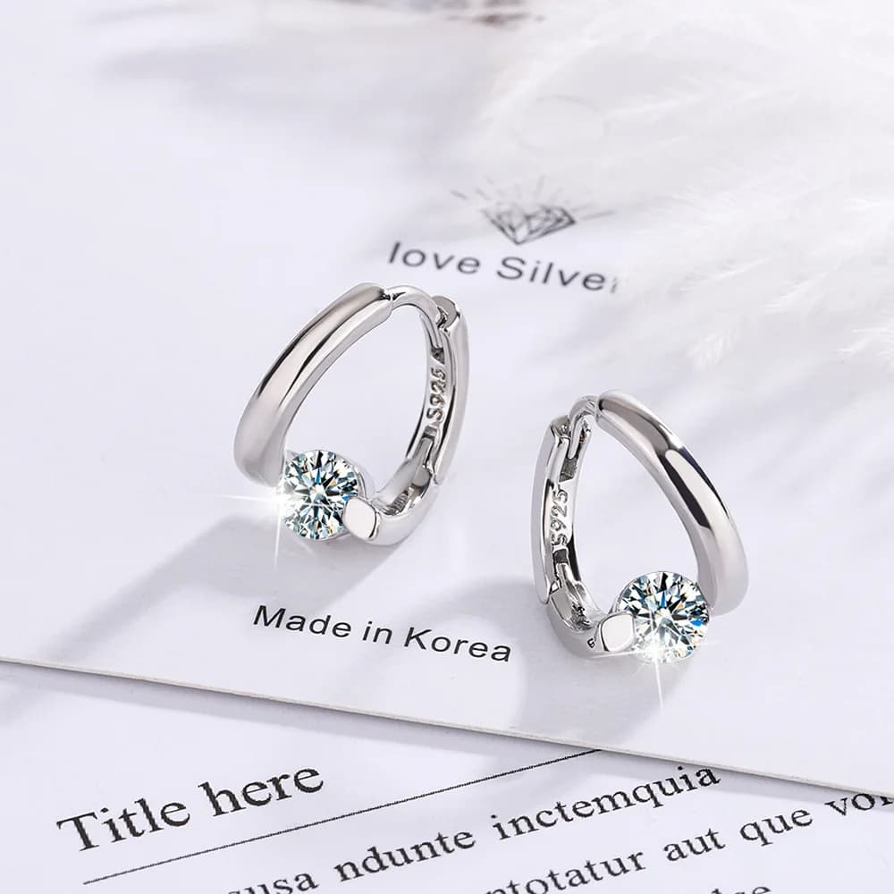 Boucles d'oreilles simples en argent Sterling 925 et cristaux dorés pour femmes, bijoux de luxe de s