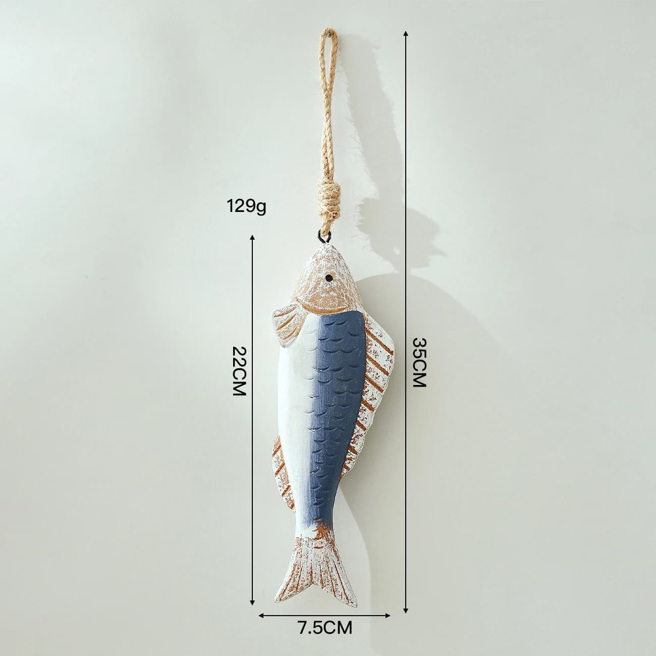 Brochettes de poisson en bois rétro méditerranéennes suspendues dans l'océan, décorations murales d'
