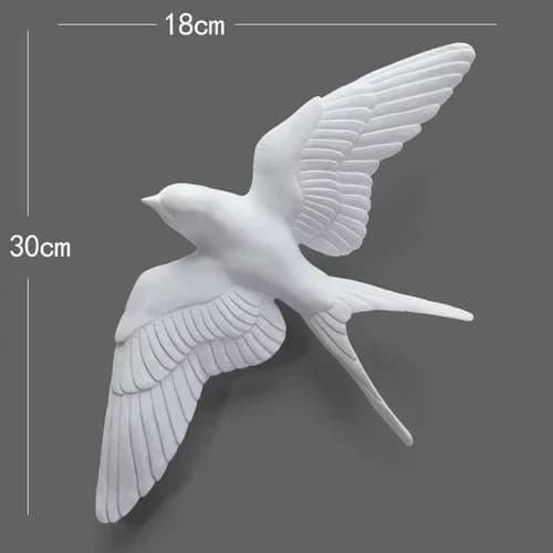 Décoration murale d'oiseau tridimensionnel blanc européen, hirondelle murale suspendue, ornements d'