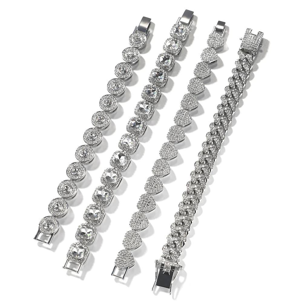 THE BLING KING-Ensemble de bracelets en alliage de zinc pour femme, bijoux Hip Hop, lien en biscuits