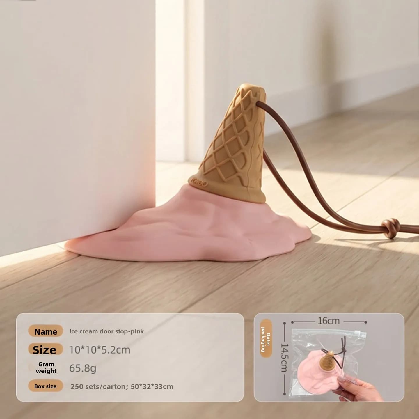 Butoir de porte amusant en forme de crème glacée de dessin animé, cale décorative robuste pour la ma