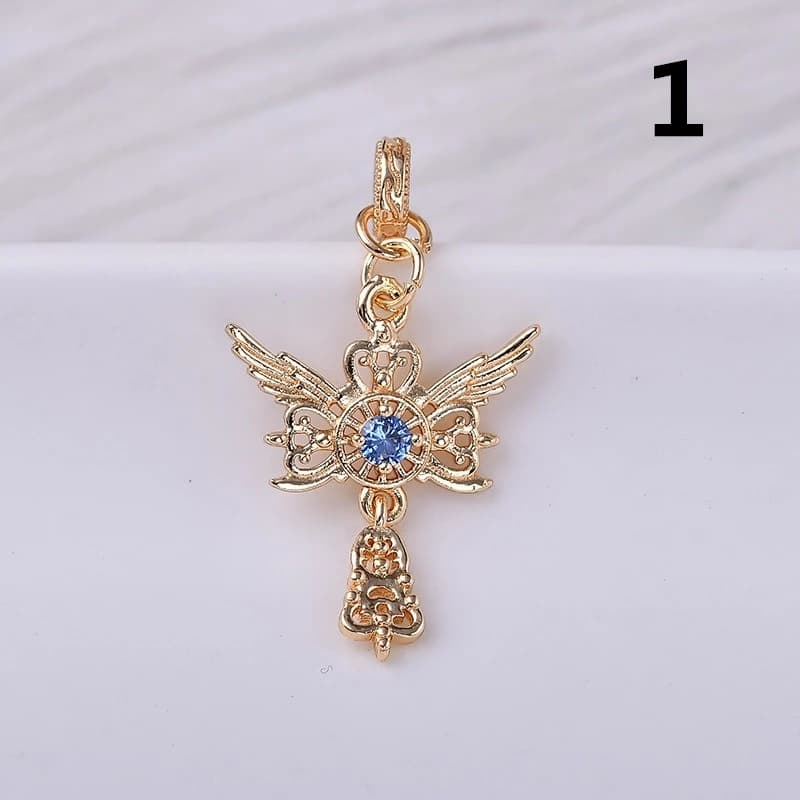 5 pcs/lot 18 K incrusté d'or zircon ange bricolage bijoux artisanaux, préservation de la couleur col