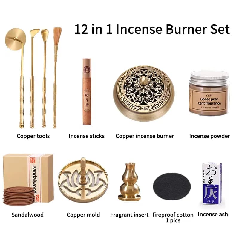 Outils de brûleur d'encens en laiton cuillère à encens spatule d'encens outils de moule d'encens pou
