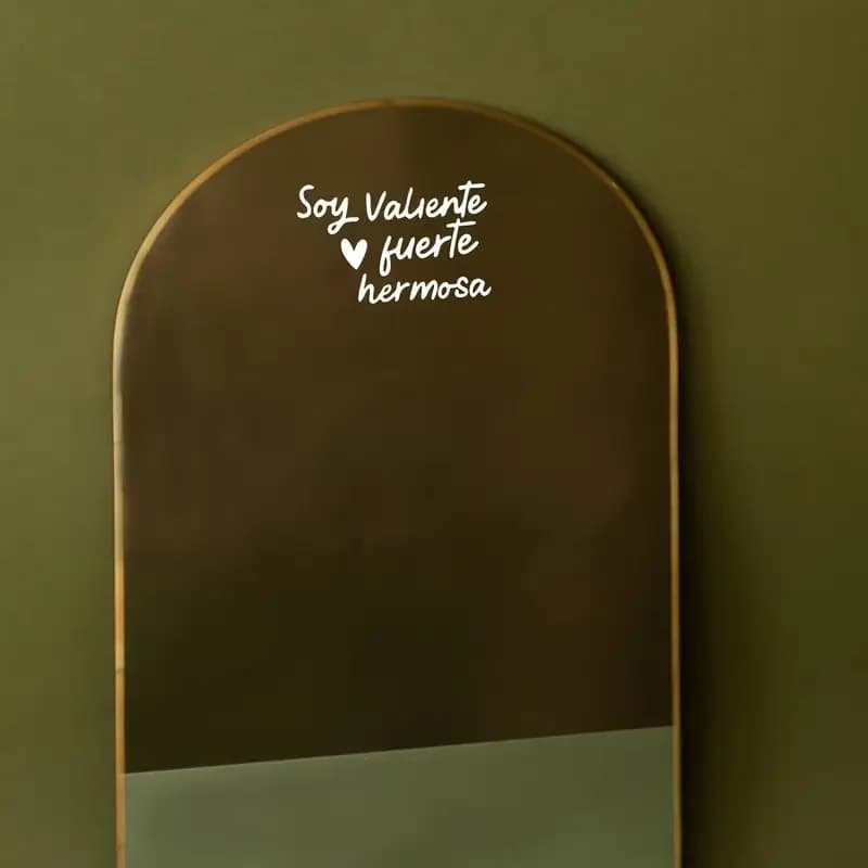 Autocollant miroir avec citation inspirante, je suis courageux, fort et beau, vinyle imperméable, dé
