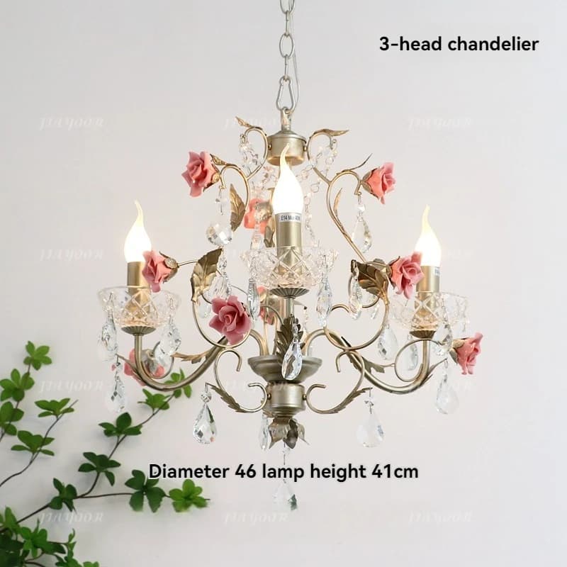 Campagne française décoration de la maison salon LED lustre en cristal rétro chambre salle à manger 