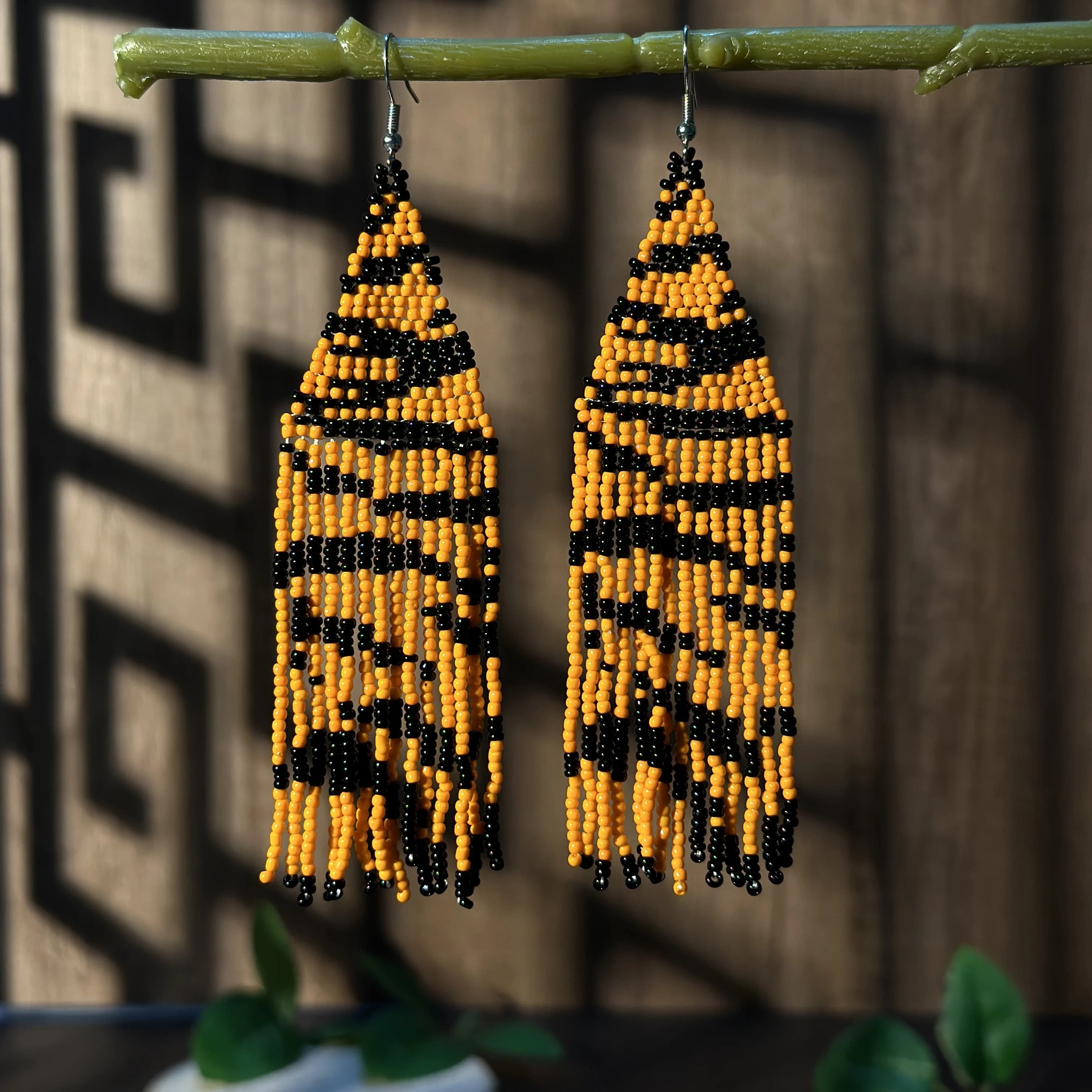 AHAYA – boucles d'oreilles bohème officielles à pampilles, perles de rocaille, perles de verre, impr