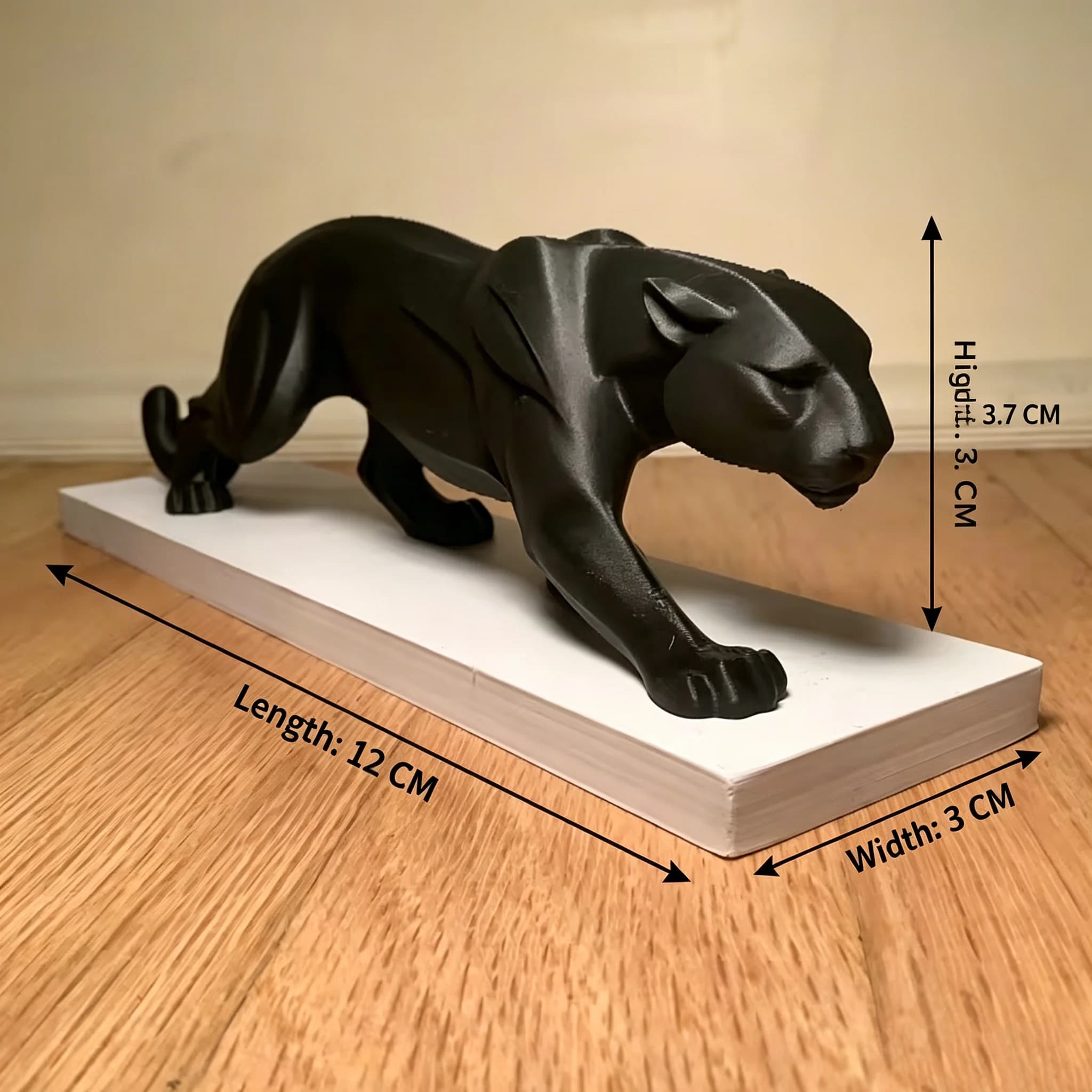 Statue de panthère noire imprimée en 3D, sculpture animale géométrique, ornement de table moderne, d