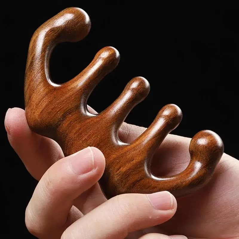 Peigne de Massage thérapeutique en bois, masseur Gua Sha pour le cuir chevelu, bois de santal nature