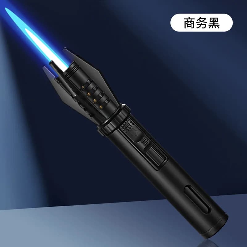 Briquet torche à gaz butane à flamme bleue résistant au vent à haute température Fenêtre de visualis
