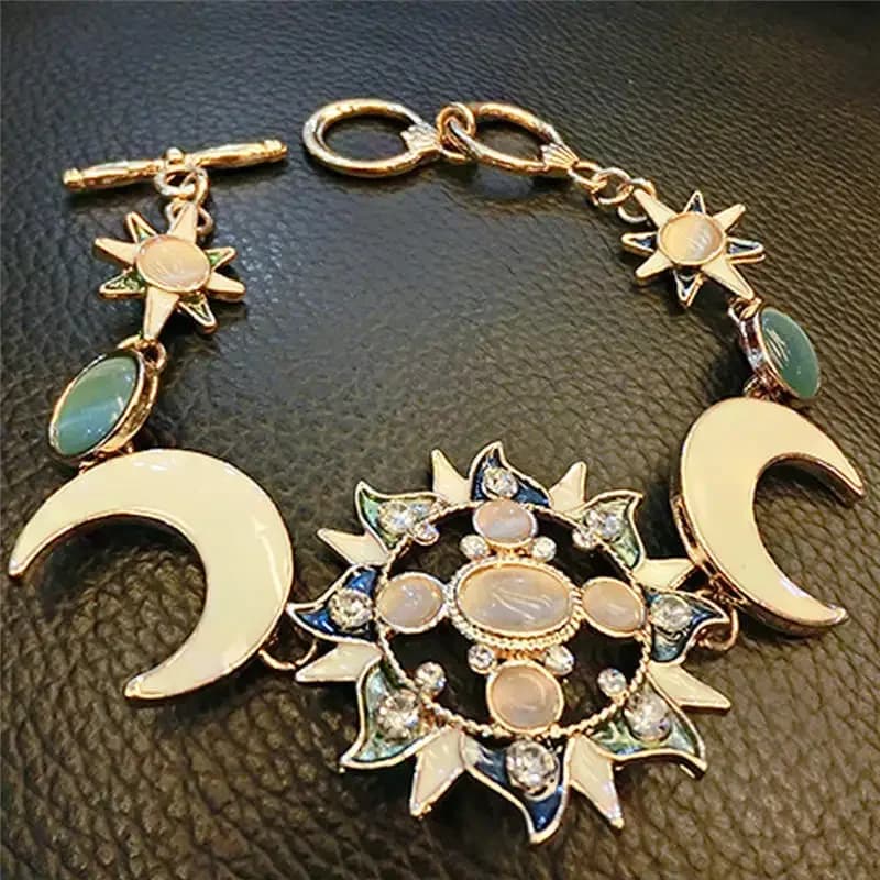 Mode bohème Style soleil lune étoile forme Bracelets femme opale naturelle strass Bracelet pour femm