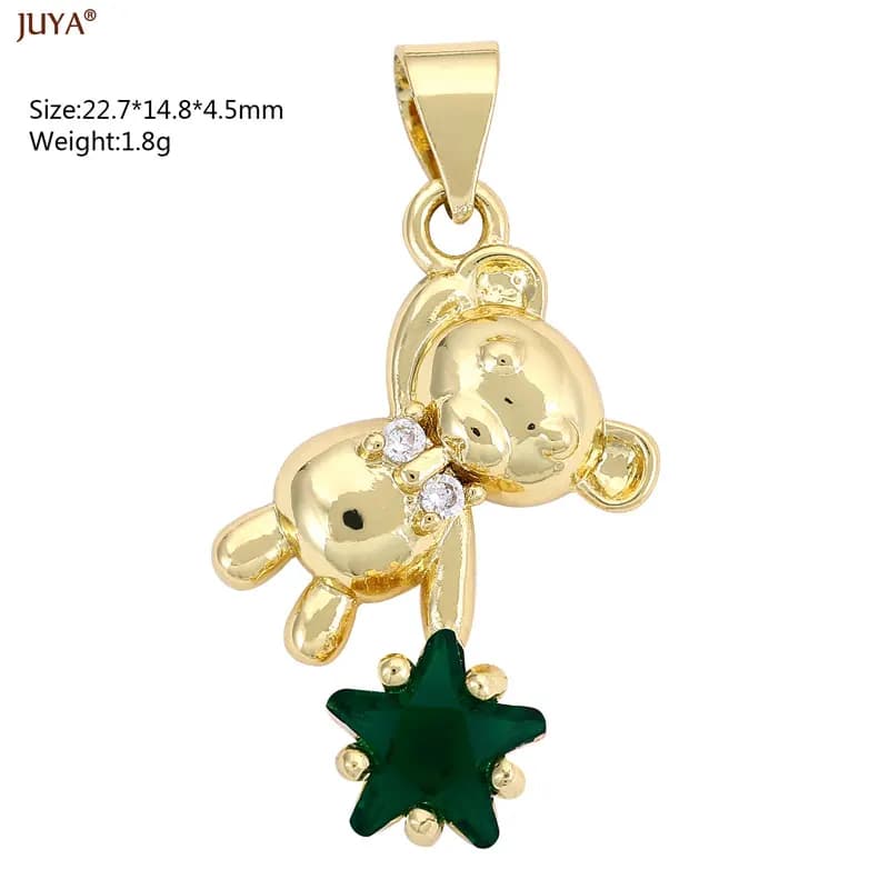 JUYA – pendentifs ours plaqués or 18 carats pour femmes, colliers, Micro pavé de zircone cubique, br