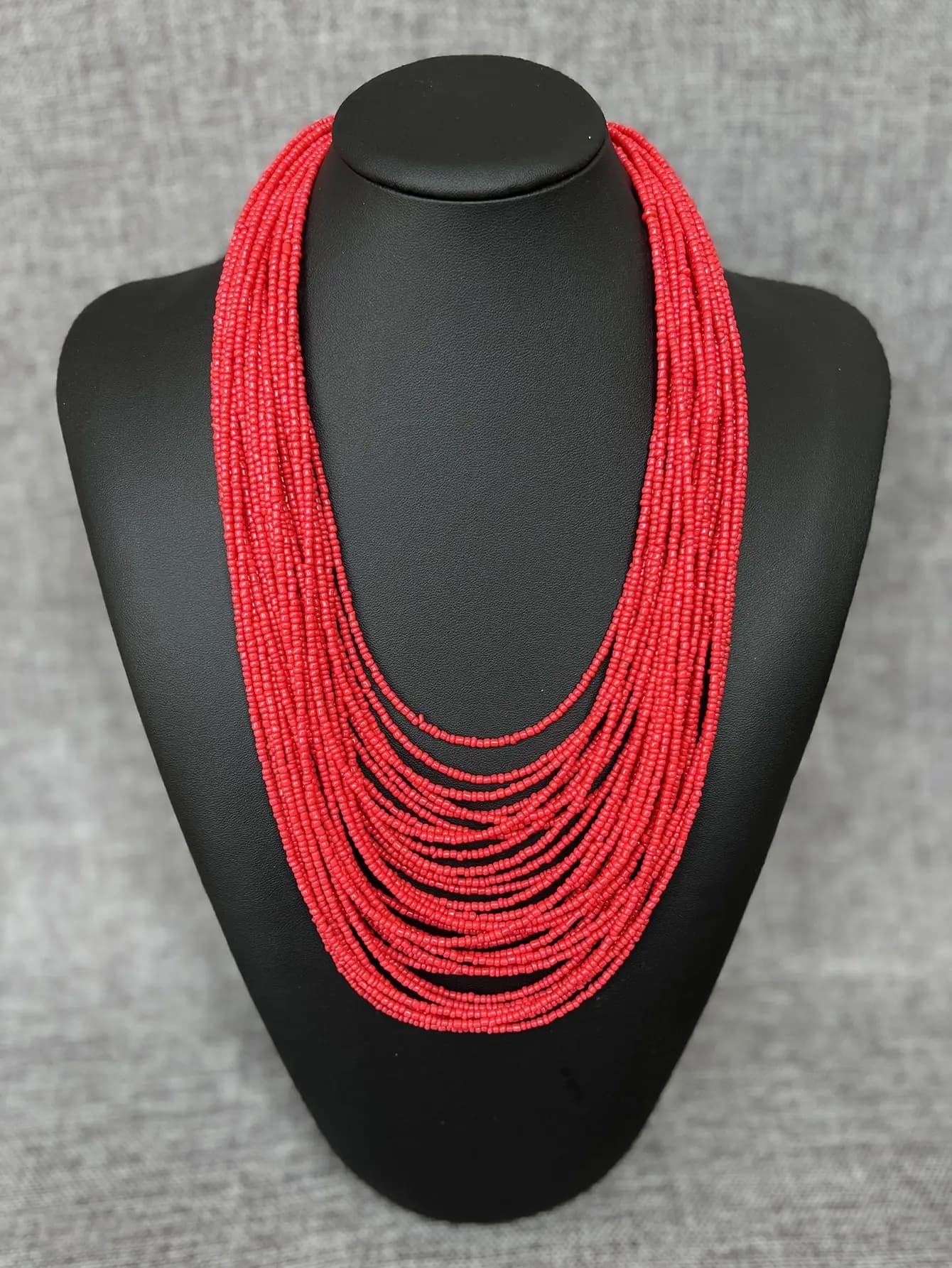 Colliers de perles rouges multicouches faits à la main pour femmes, mode bohème, bijoux de vacances