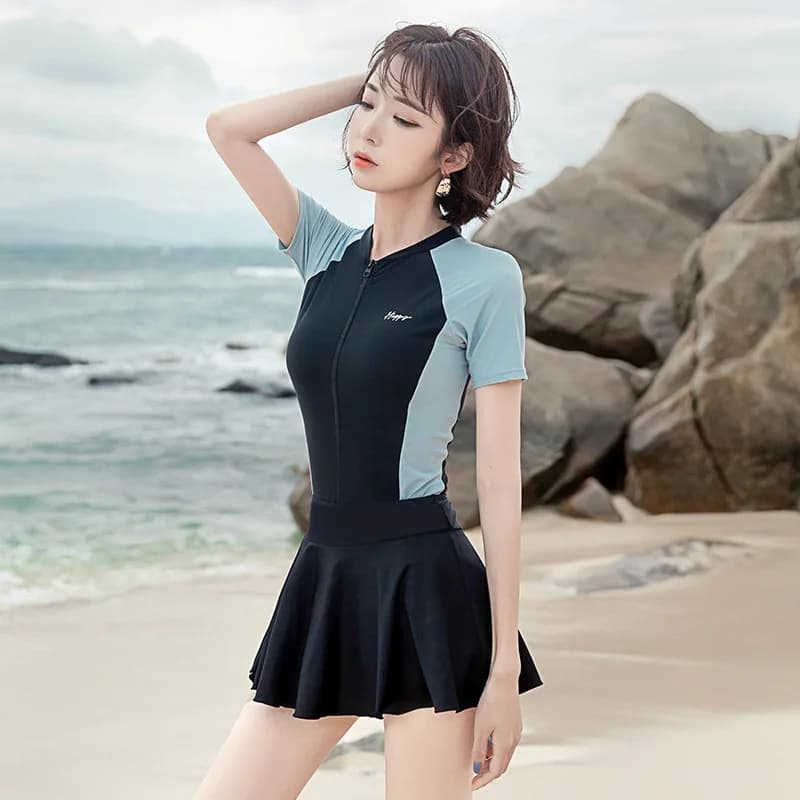 Maillot de bain une pièce taille haute pour femme, style amincissant thermique, en tissu polyester s