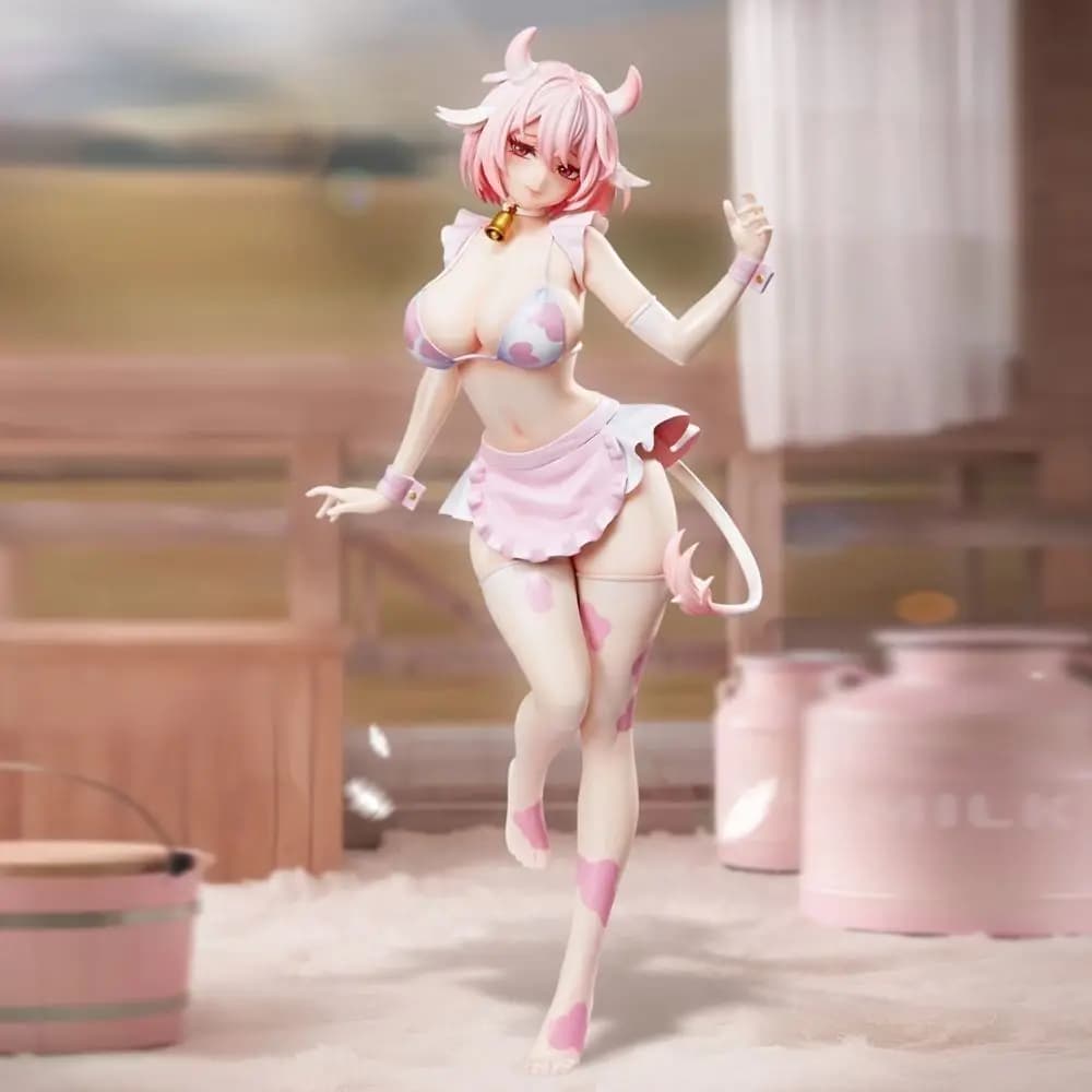 Figurine décorative Milk Girls Cute Cow Girl Noir & Blanc pour voiture/bureau/PC - Figurine de cultu