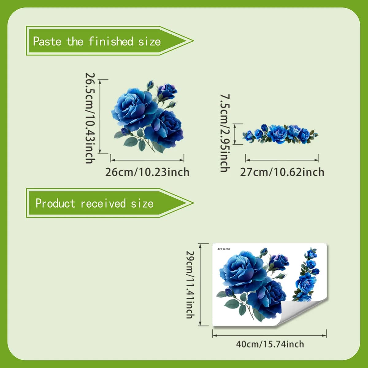 Autocollants muraux de toilettes motif rose bleue, autocollants floraux vintage pour salle de bain,