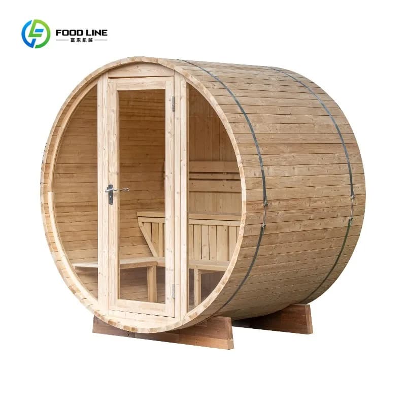 Sauna en bois massif traditionnel extérieur panoramique de luxe pour 2 personnes, sur mesure