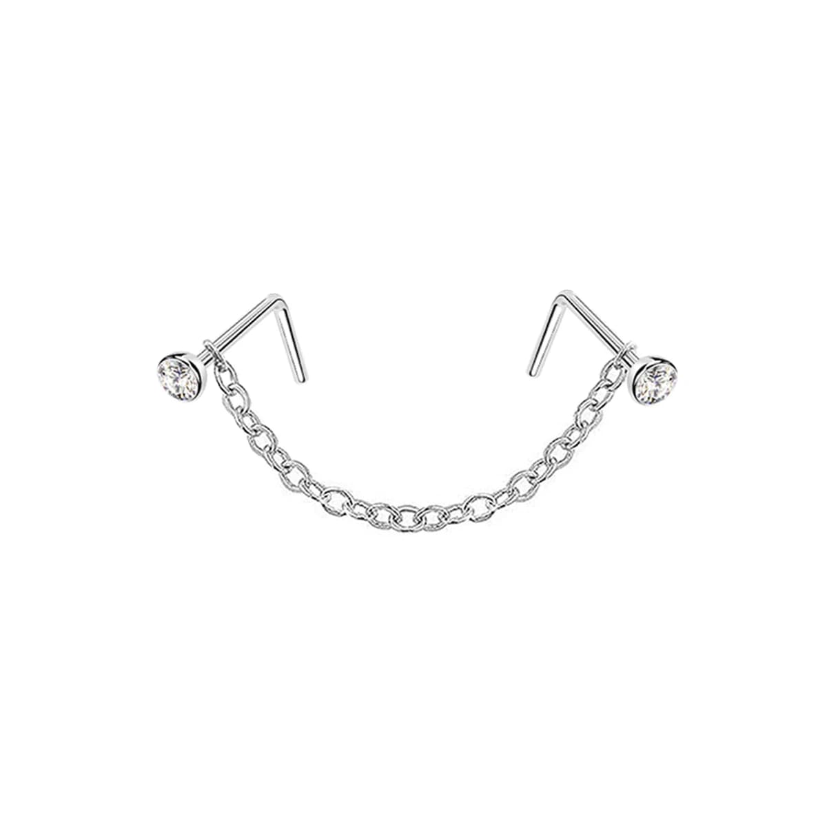 Double Piercing anneau nez chaîne narine Zircon acier inoxydable nez Stud décoration boucle d'oreill