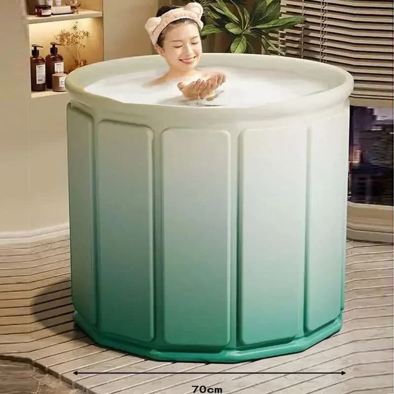 Baignoire pliante pour adultes, baignoire isolée épaisse, seau de bain rond et élargi, pliable, pour