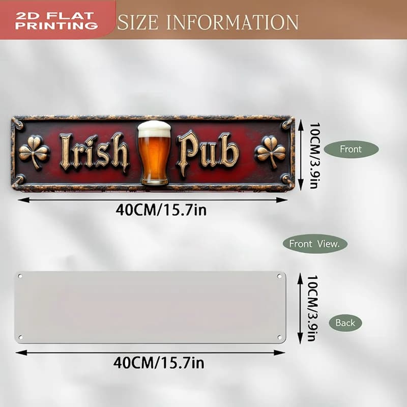 Panneau mural plat 2D en métal pour Pub irlandais Vintage, 1 pièce, grande Plaque en aluminium rétro