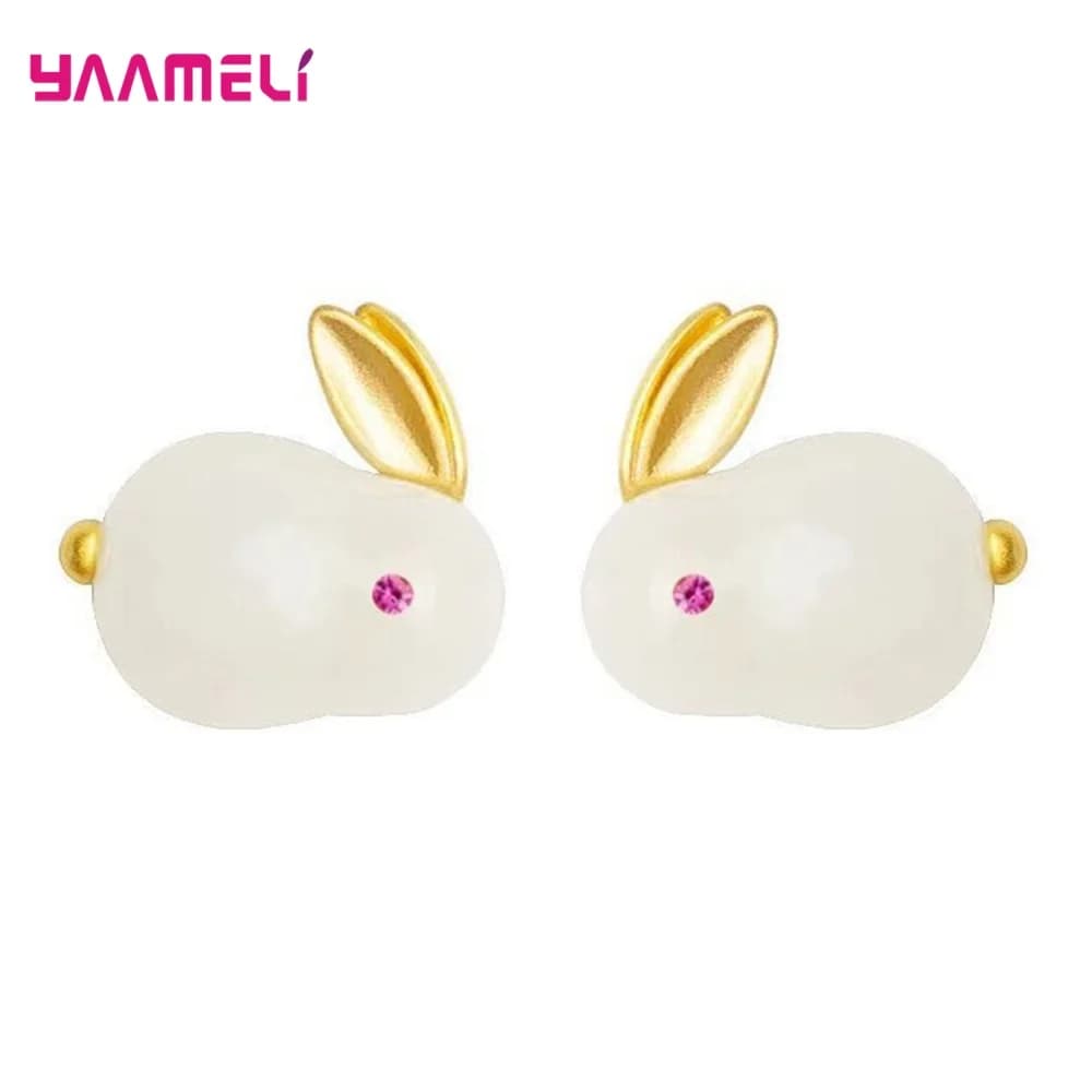 Ensembles de bijoux en argent regardé 925 pour femmes et filles, motif lapin diversifié, collier bla