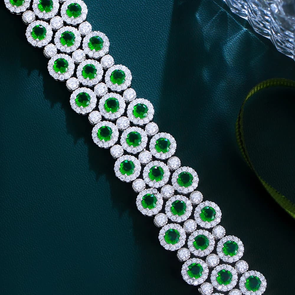 ThreeGraces-Bracelet de Luxe Vert et Blanc Brcorporelle pour Femme, Bijoux de ix, Magnifique, Large,