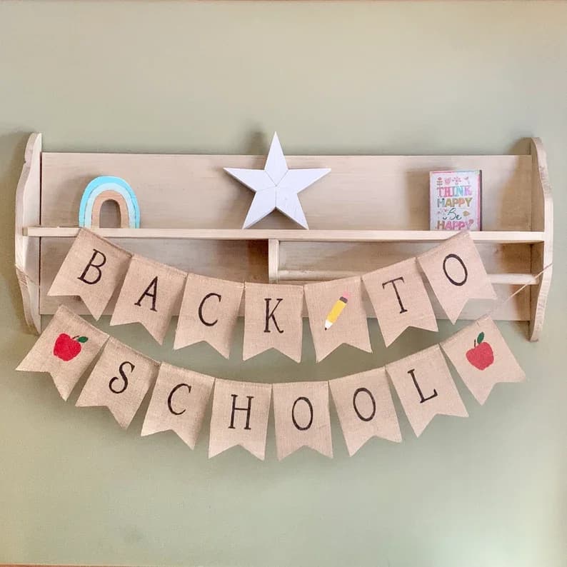 Bannière en lin pour la rentrée scolaire, décoration de salle de classe, accessoire Photo pour premi
