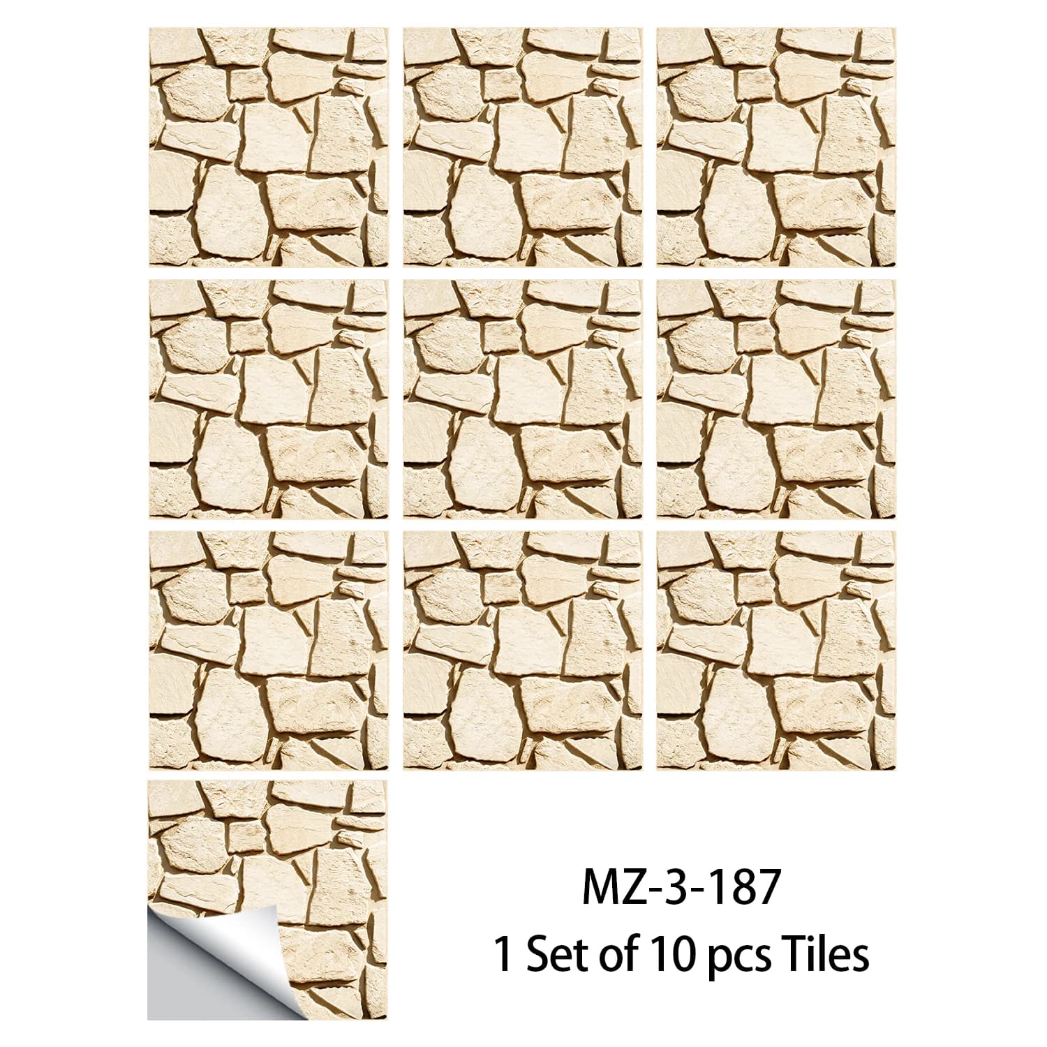 10 autocollants muraux style pierre pour sol et mur, décoration intérieure cuisine et salle de bain,