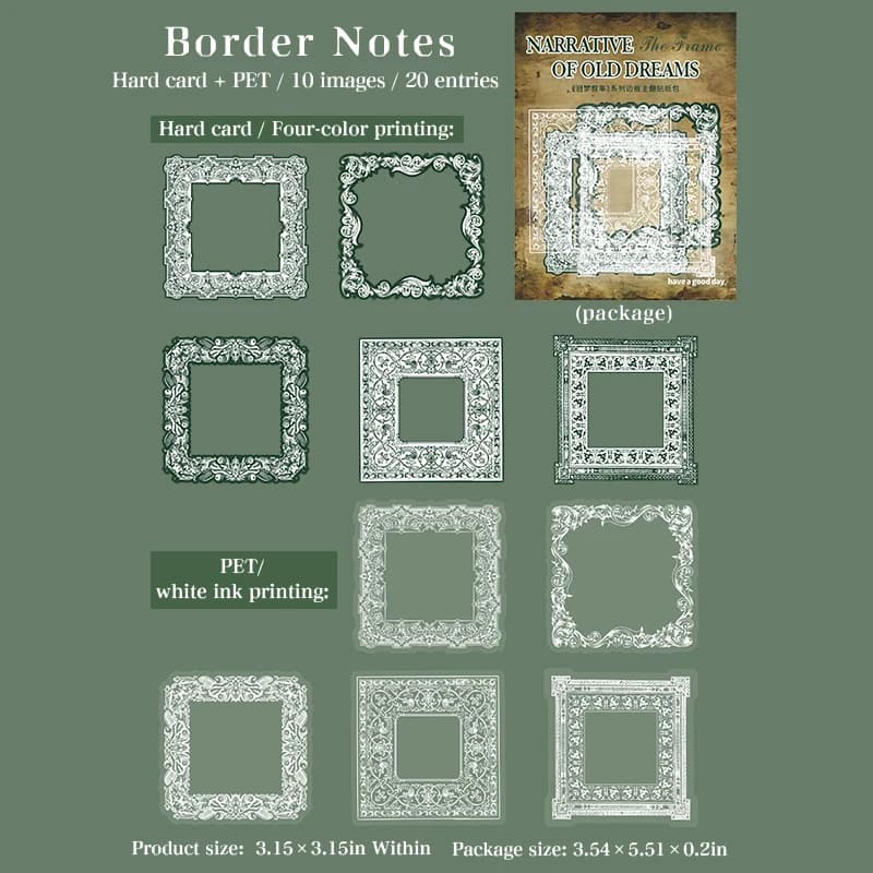 JIANQI 20 pièces/paquet cadre décor autocollants Collage indésirable Journal bricolage Scrapbooking