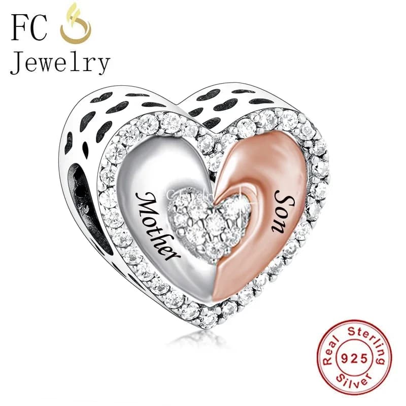 FC – Bracelet à breloques en argent Sterling 925 pour femme, bijou Original, perle, cœur, amour pour