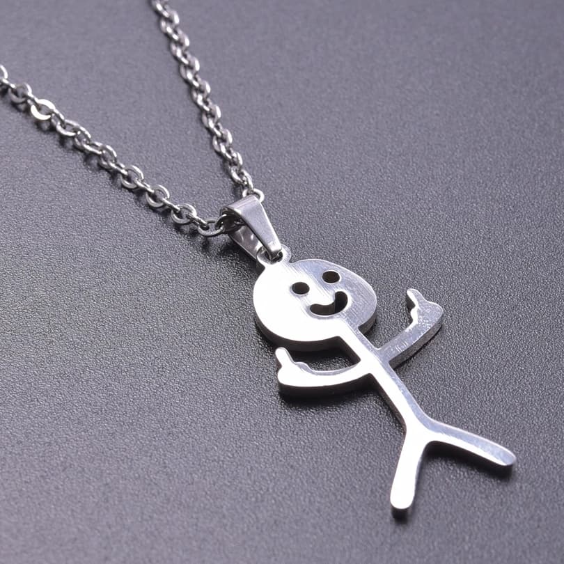 Anni Flower/Fuxk Man/Wolf Pendentif Collier pour Hommes et Femmes, Bijoux Vintage, Acier Inoxydable,