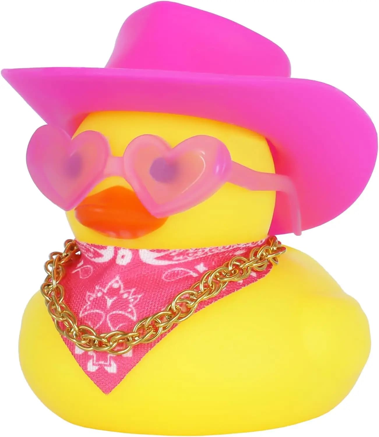 Décoration de voiture en forme de canard en caoutchouc avec chapeau de cowboy, décorations pour tabl