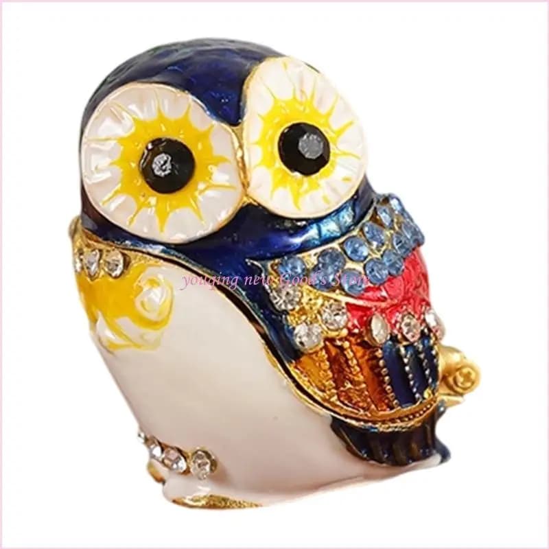 Boîte à bijoux hibou européen en alliage Zinc 57QA, avec fermoir verrouillage pour l'organisation