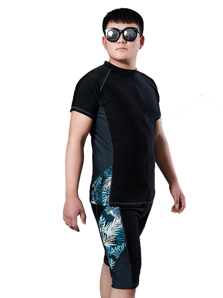 Maillot de bain deux pièces pour hommes, grande taille, short de bain, tenue de plage, Rashguard, vê